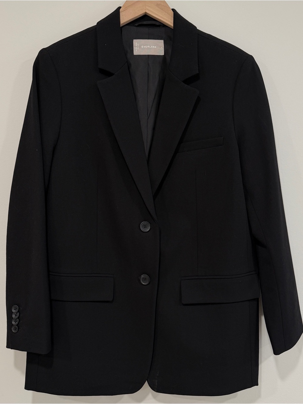 Everlane Black Wool Single-Breasted Blazer